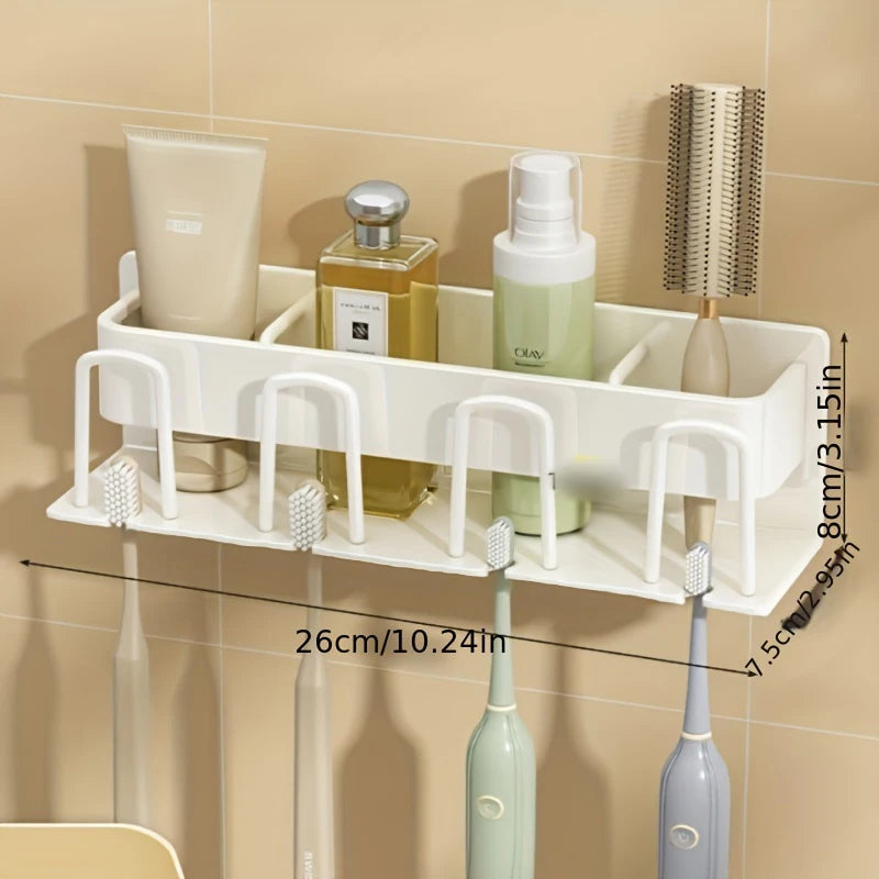 Wall-Mounted Aluminum Bathroom Organizer – Toothbrush & Mouthwash Cup Holder (2/3/4 Slots)