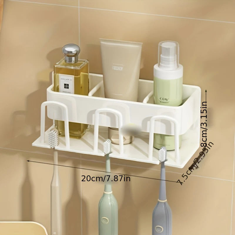 Wall-Mounted Aluminum Bathroom Organizer – Toothbrush & Mouthwash Cup Holder (2/3/4 Slots)