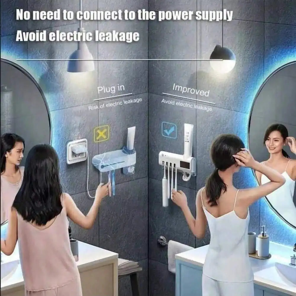 Smart Toothbrush Sanitizer & Automatic Toothpaste Dispenser