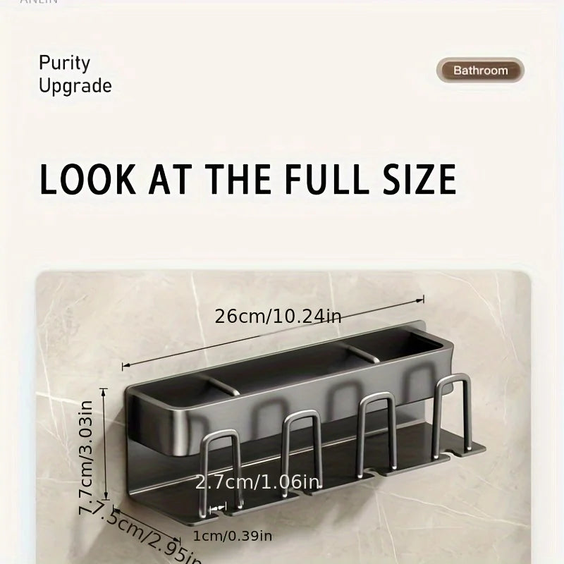 Wall-Mounted Aluminum Bathroom Organizer – Toothbrush & Mouthwash Cup Holder (2/3/4 Slots)