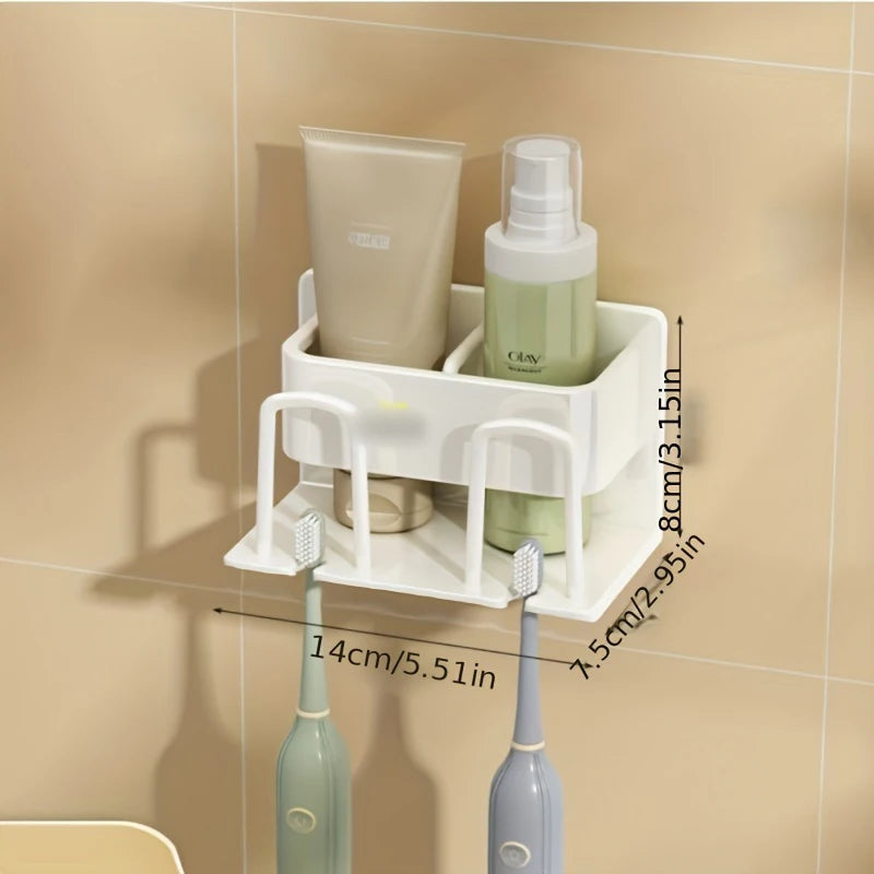 Wall-Mounted Aluminum Bathroom Organizer – Toothbrush & Mouthwash Cup Holder (2/3/4 Slots)